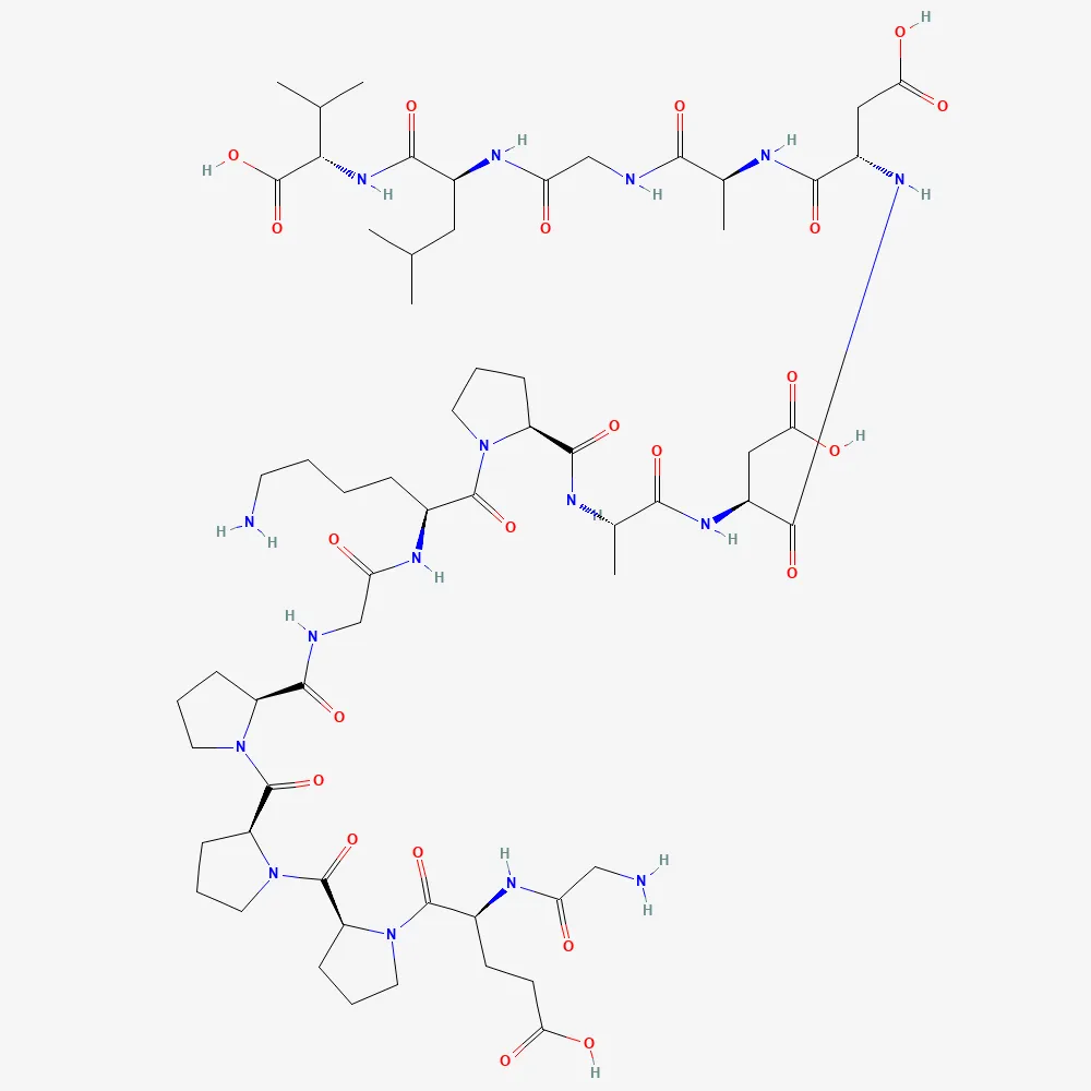 2D chemical structure of BPC-157, C62H98N16O22