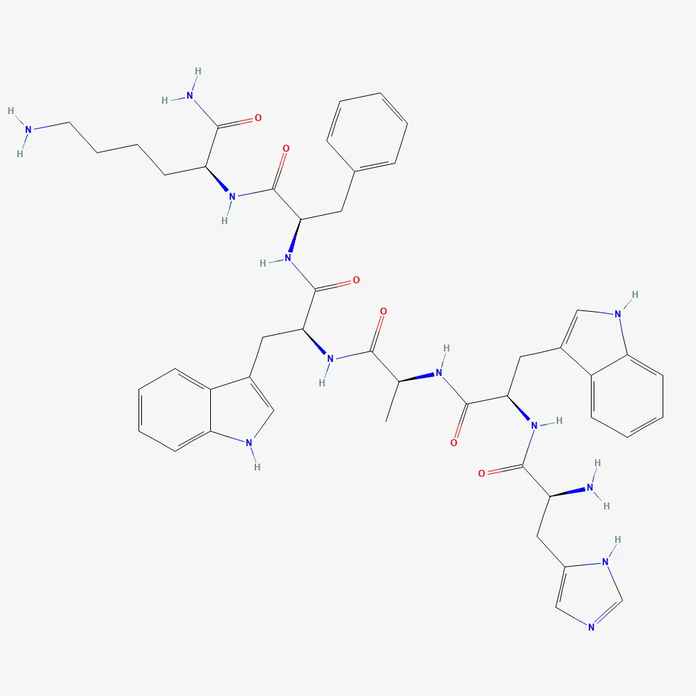 2D chemical structure of GHRP-6, C46H56N12O6