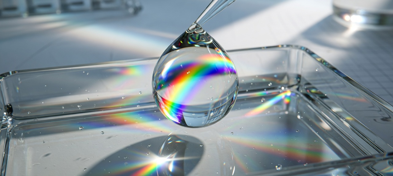 Water droplet refraction prism science still life