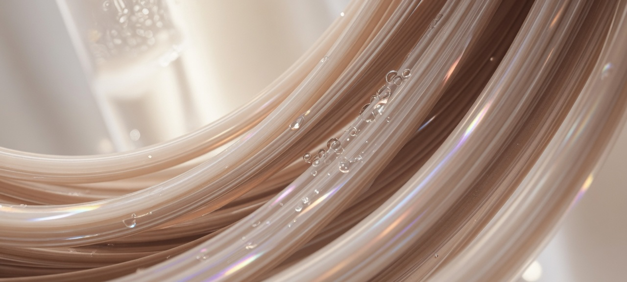 Soft-focus hair strands macro with pearl light