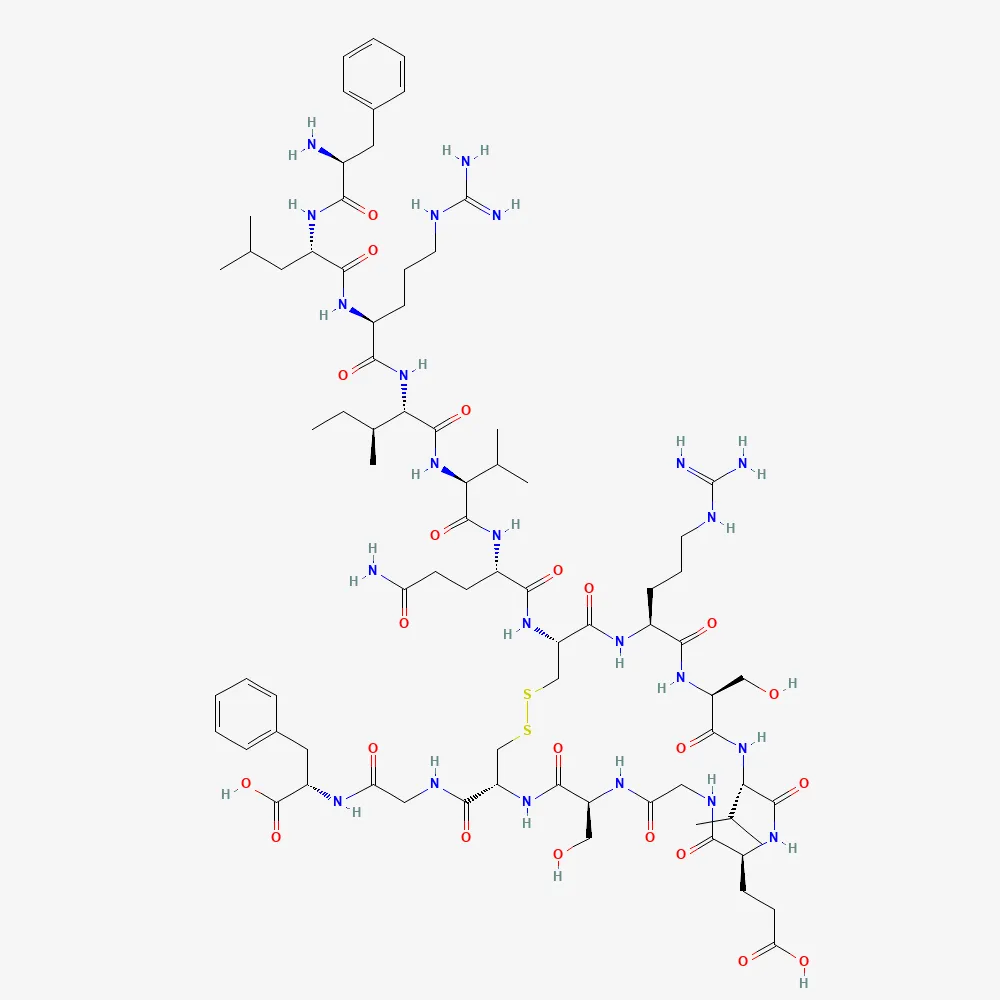 2D chemical structure of HGH Fragment 176-191, C78H123N23O22S2