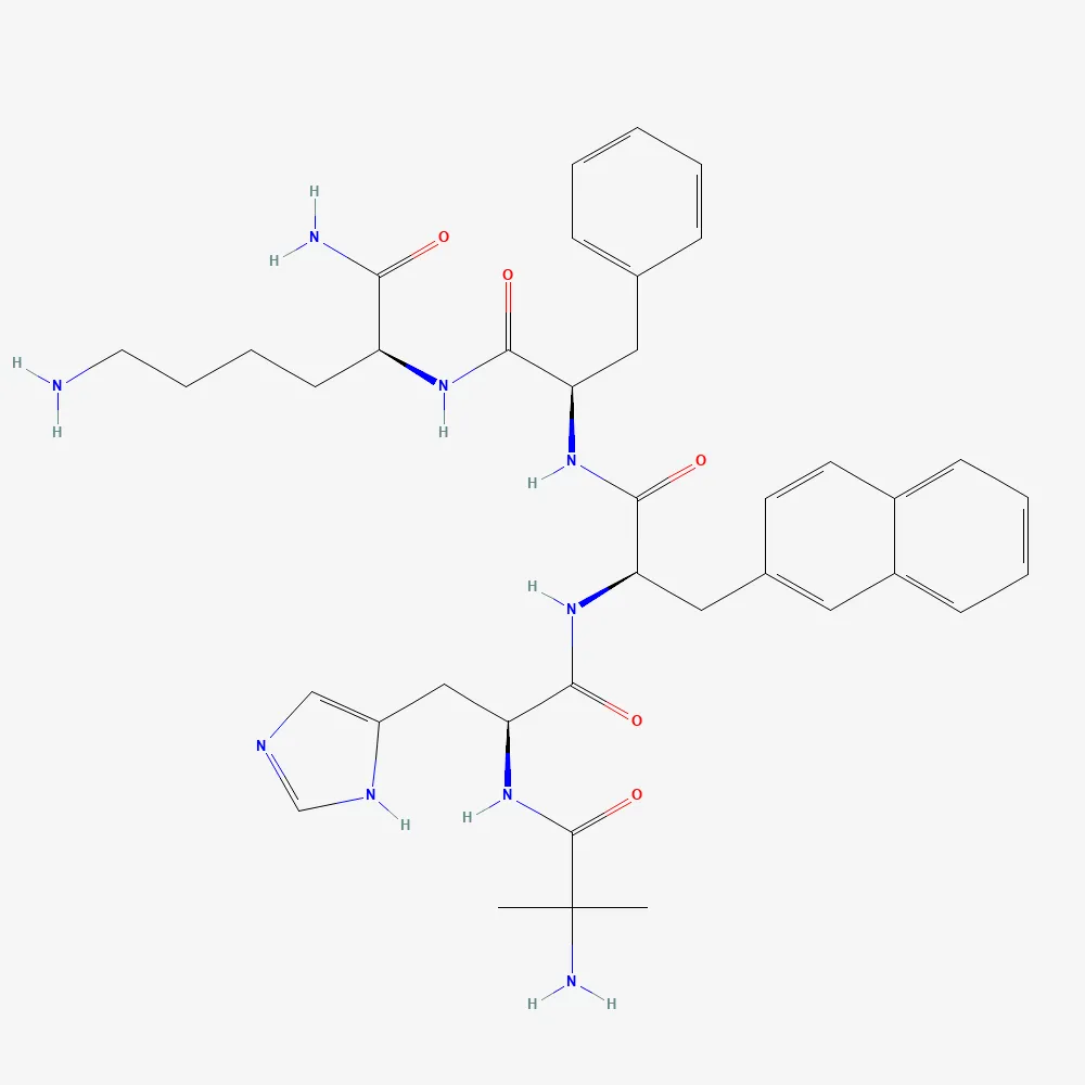 2D chemical structure of Ipamorelin, C38H49N9O5