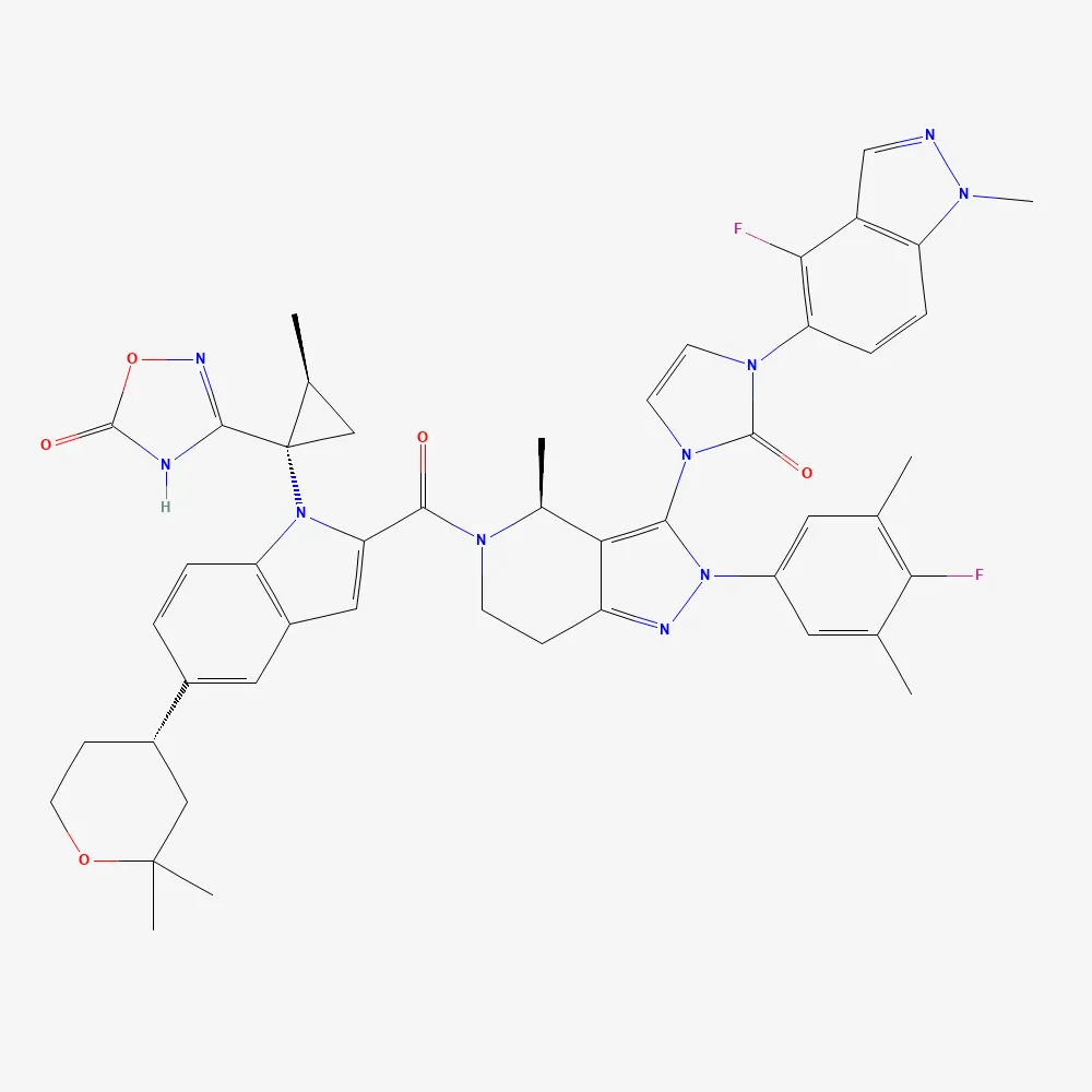 2D chemical structure of Foundayo, C48H48F2N10O5