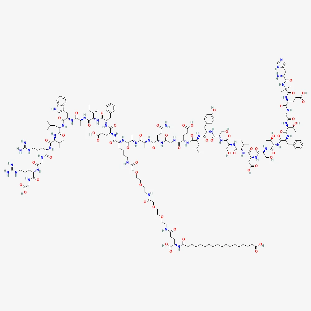 2D chemical structure of Semaglutide, C187H291N45O59